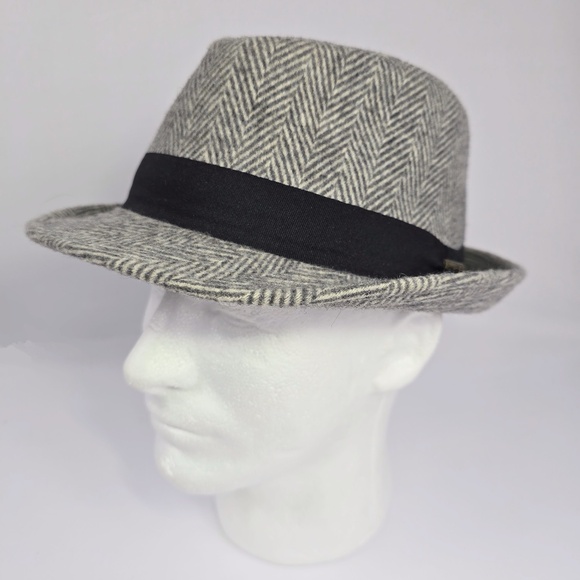 Stetson Gray Herringbone Wool Fedora Hat Size Medium Unisex - Picture 1 of 13